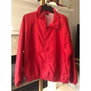 Lands End Unisex Red Zip Up Windbreaker Jacket Size L (42-44)